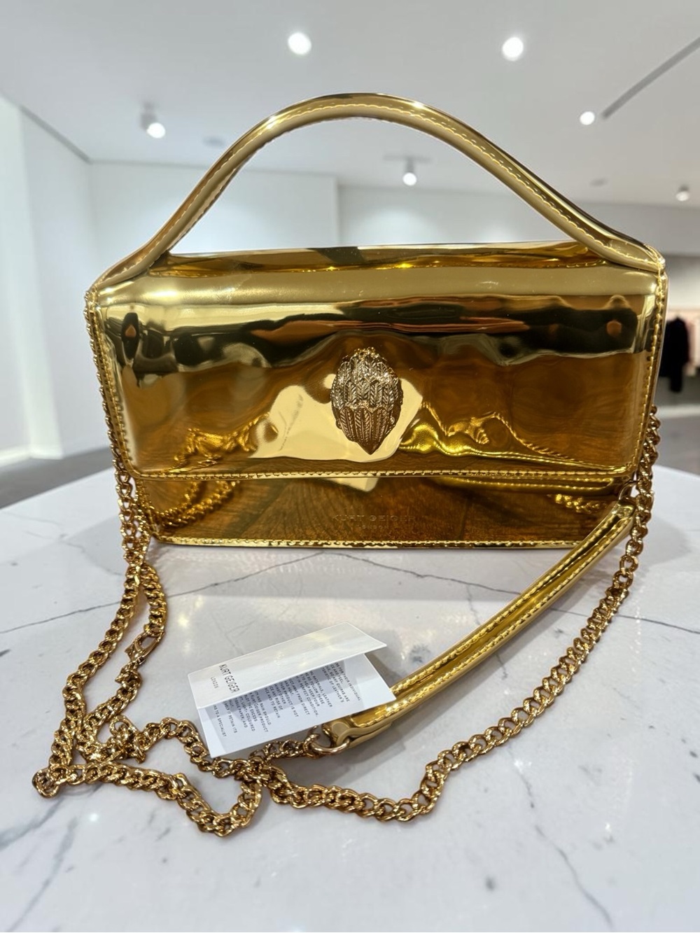 Kurt Geiger Gold Metallic Top-Handle Crossbody Bag